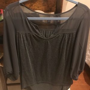 3/4 sleeve grey knit top